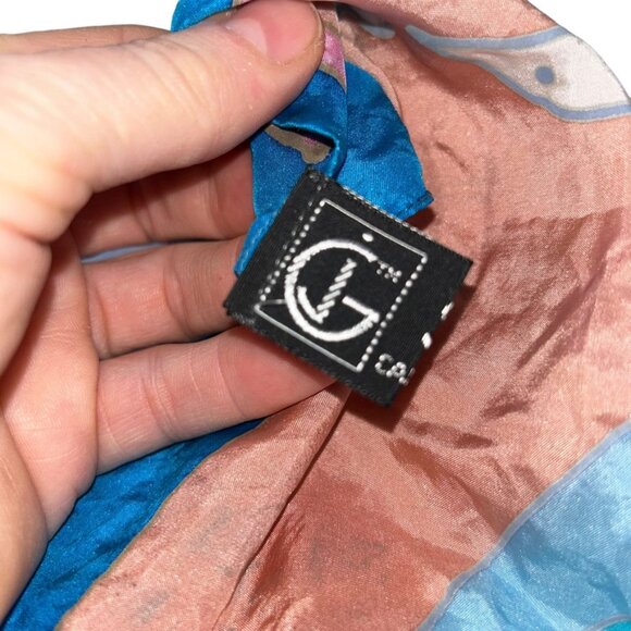 JG Silks Vintage Painted birds blues scarf 10x55 RARE Art to Wear - Picture 3 of 7